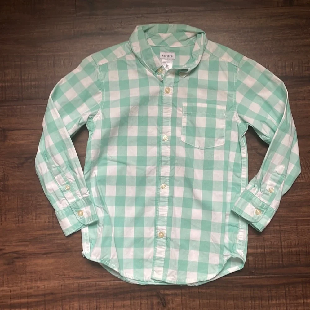 5T Carters Plaid Lons sleeve button down